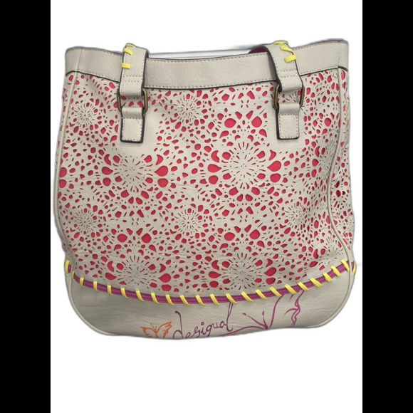 Desigual Designer Tote Shopping Bag Strong Canvas Material Inside Pockets EUC - Picture 1 of 8